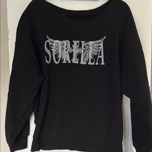 Sorella Black Off-Shoulder Sweatshirt